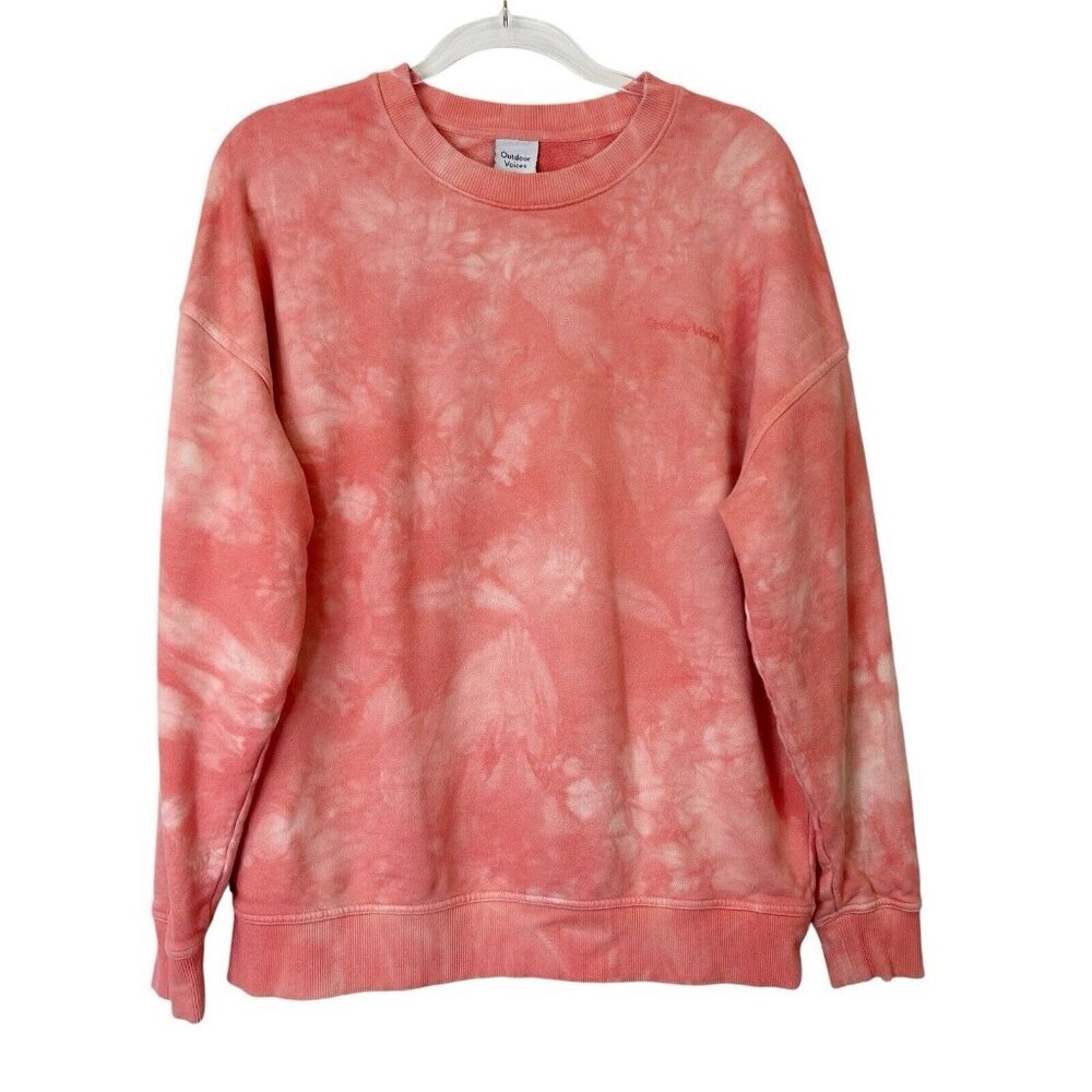Outdoor Voices Crew‎ Neck Sweatshirt Womens Size Small Coral Tie Dye